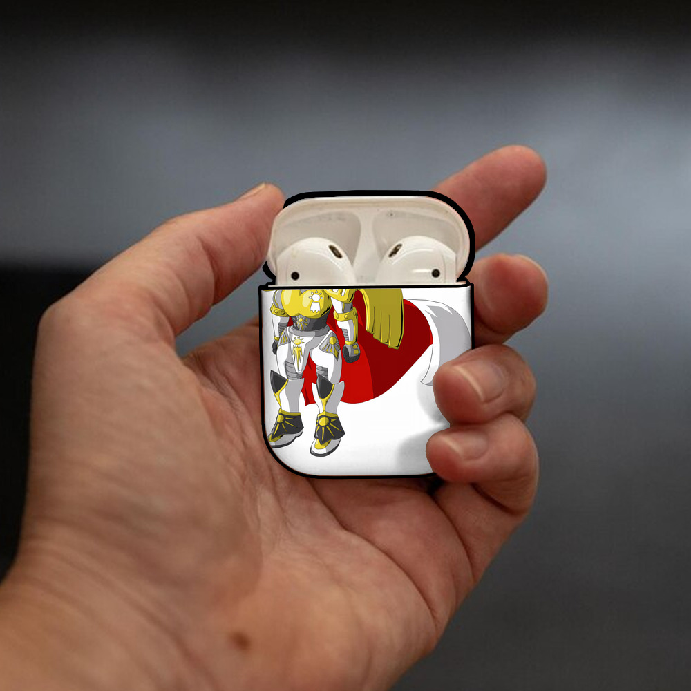 Digimon デジタルモンスター/デジモン AirPods 第2世代保護ケース ハードシェル ブラック 耐衝撃・防指紋・カラビナ付き