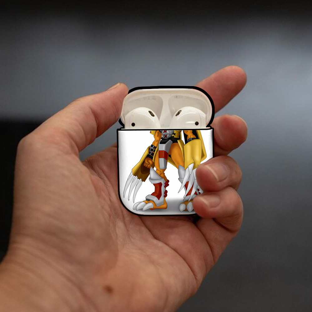 Digimon デジタルモンスター/デジモン AirPods 第2世代保護ケース ハードシェル ブラック 耐衝撃・防指紋・カラビナ付き