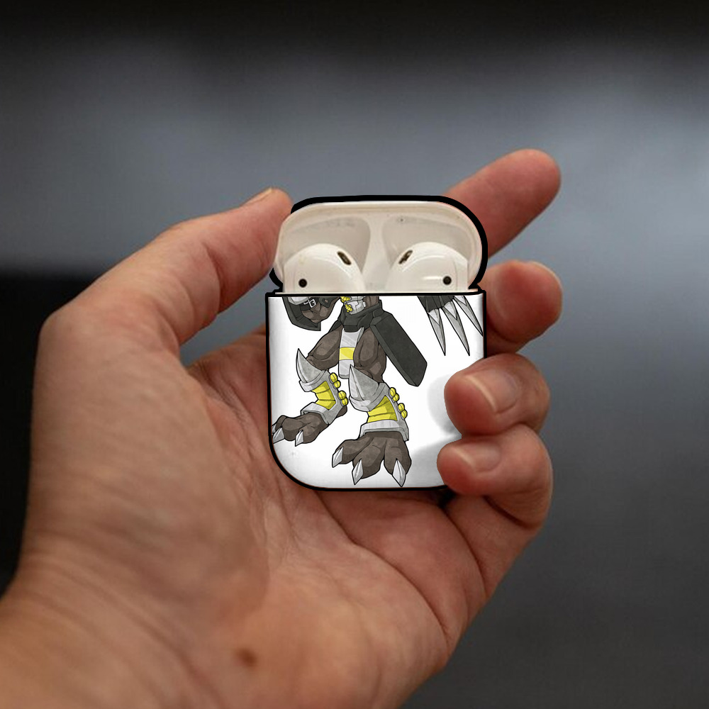 Digimon デジタルモンスター/デジモン AirPods 第2世代保護ケース ハードシェル ブラック 耐衝撃・防指紋・カラビナ付き