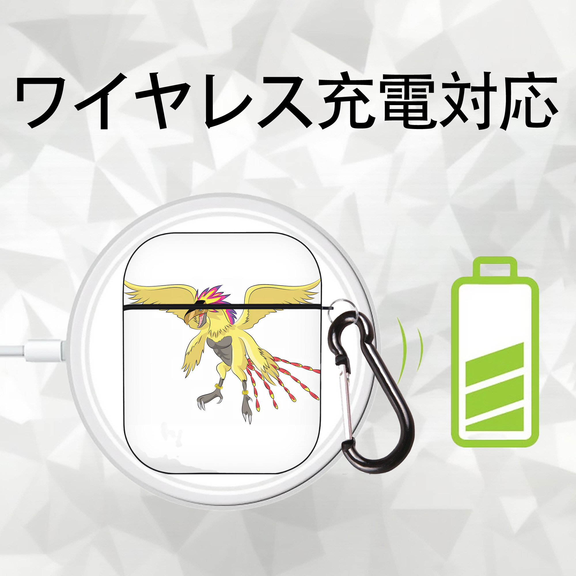 Digimon デジタルモンスター/デジモン AirPods 第2世代保護ケース ハードシェル ブラック 耐衝撃・防指紋・カラビナ付き