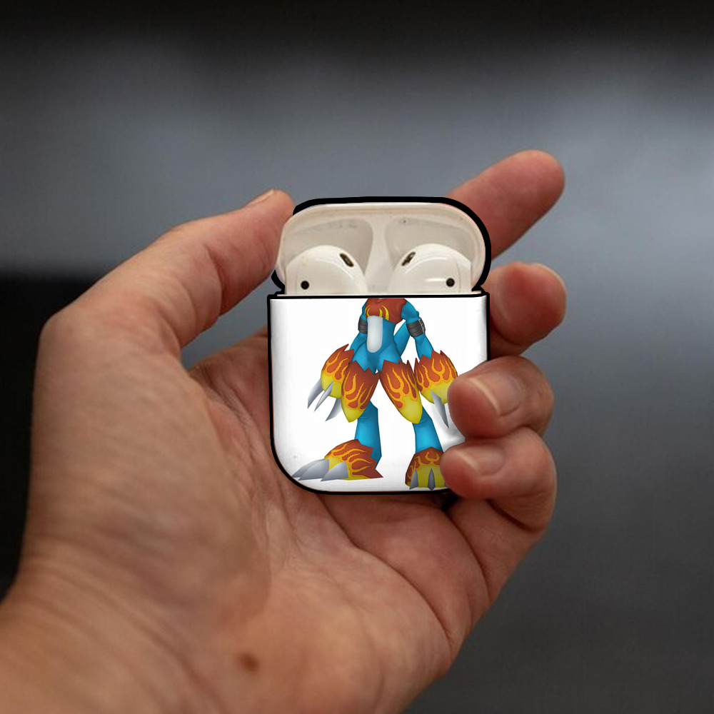 Digimon デジタルモンスター/デジモン AirPods 第2世代保護ケース ハードシェル ブラック 耐衝撃・防指紋・カラビナ付き