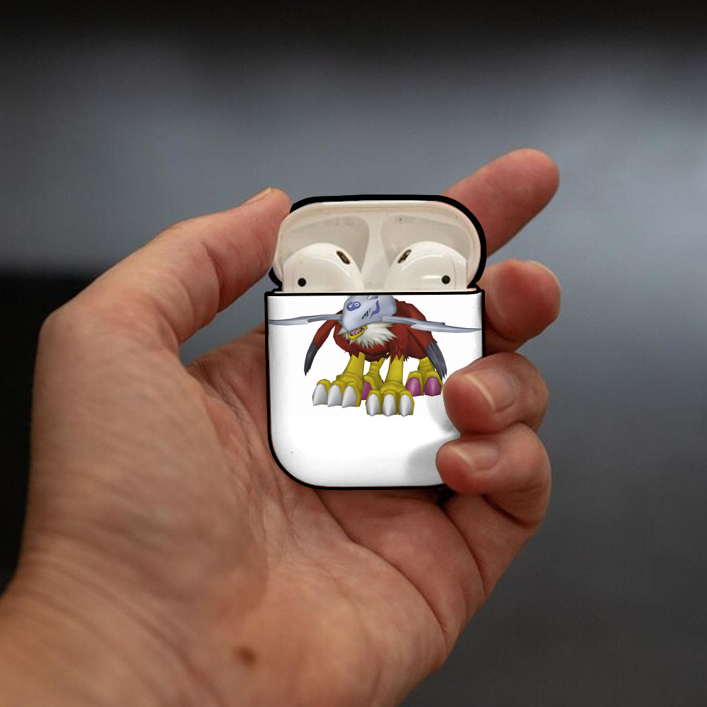 Digimon デジタルモンスター/デジモン AirPods 第2世代保護ケース ハードシェル ブラック 耐衝撃・防指紋・カラビナ付き