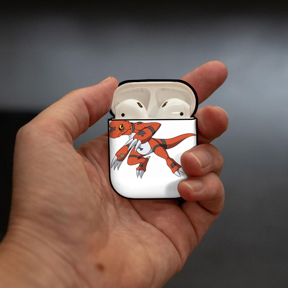 Digimon デジタルモンスター/デジモン AirPods 第2世代保護ケース ハードシェル ブラック 耐衝撃・防指紋・カラビナ付き