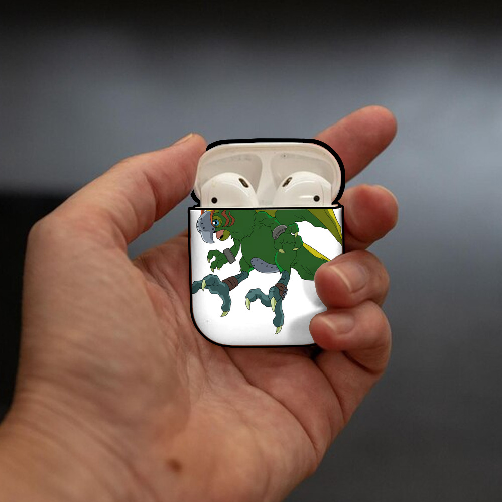 Digimon デジタルモンスター/デジモン AirPods 第2世代保護ケース ハードシェル ブラック 耐衝撃・防指紋・カラビナ付き