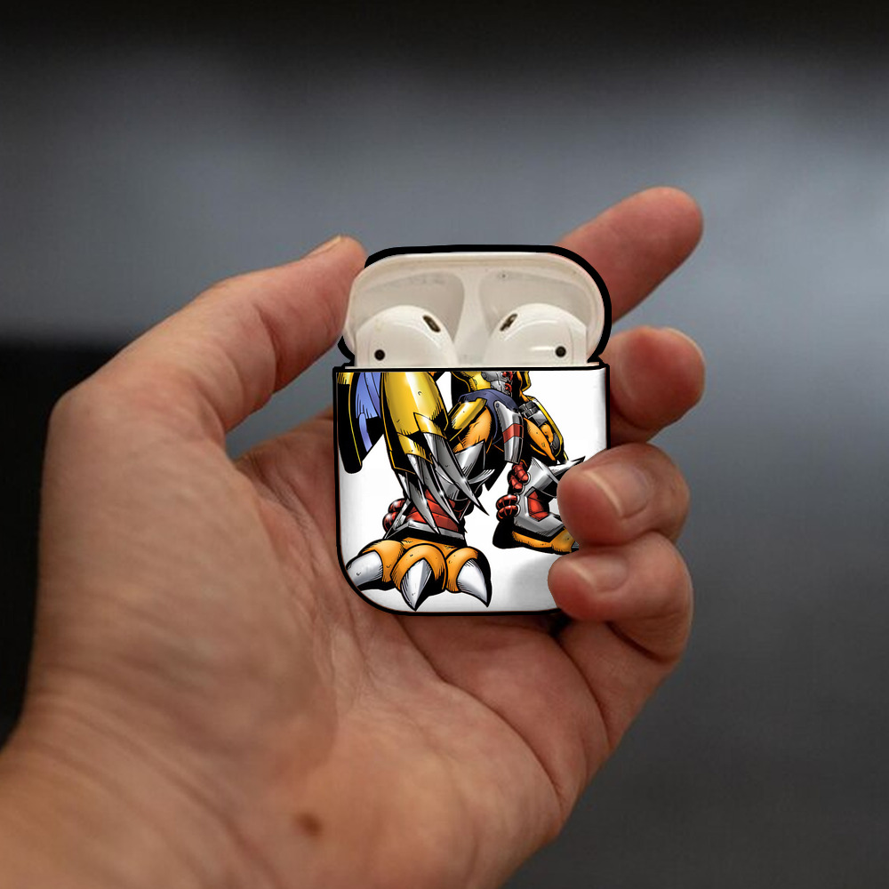 Digimon デジタルモンスター/デジモン AirPods 第2世代保護ケース ハードシェル ブラック 耐衝撃・防指紋・カラビナ付き