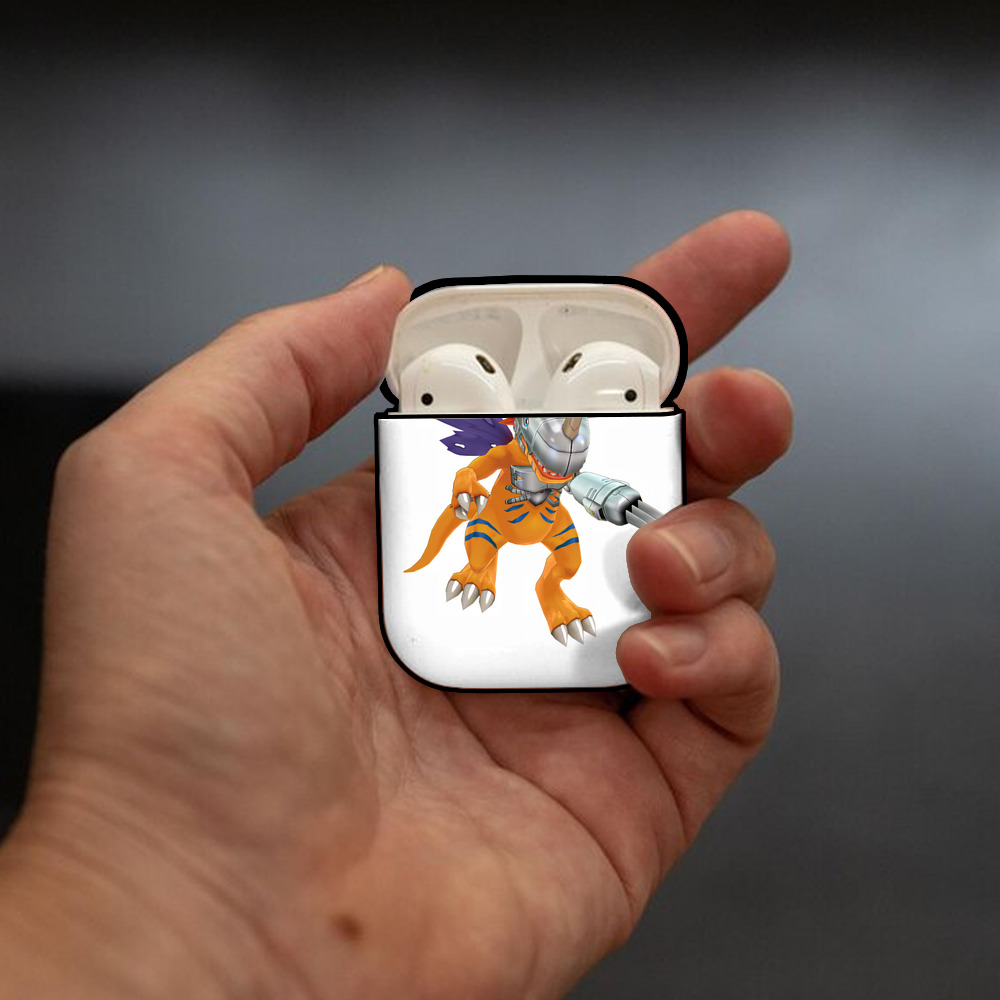 Digimon デジタルモンスター/デジモン AirPods 第2世代保護ケース ハードシェル ブラック 耐衝撃・防指紋・カラビナ付き