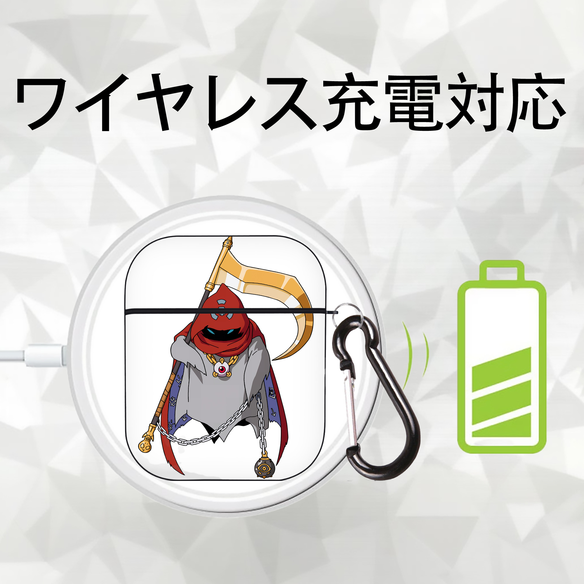 Digimon デジタルモンスター/デジモン AirPods 第2世代保護ケース ハードシェル ブラック 耐衝撃・防指紋・カラビナ付き