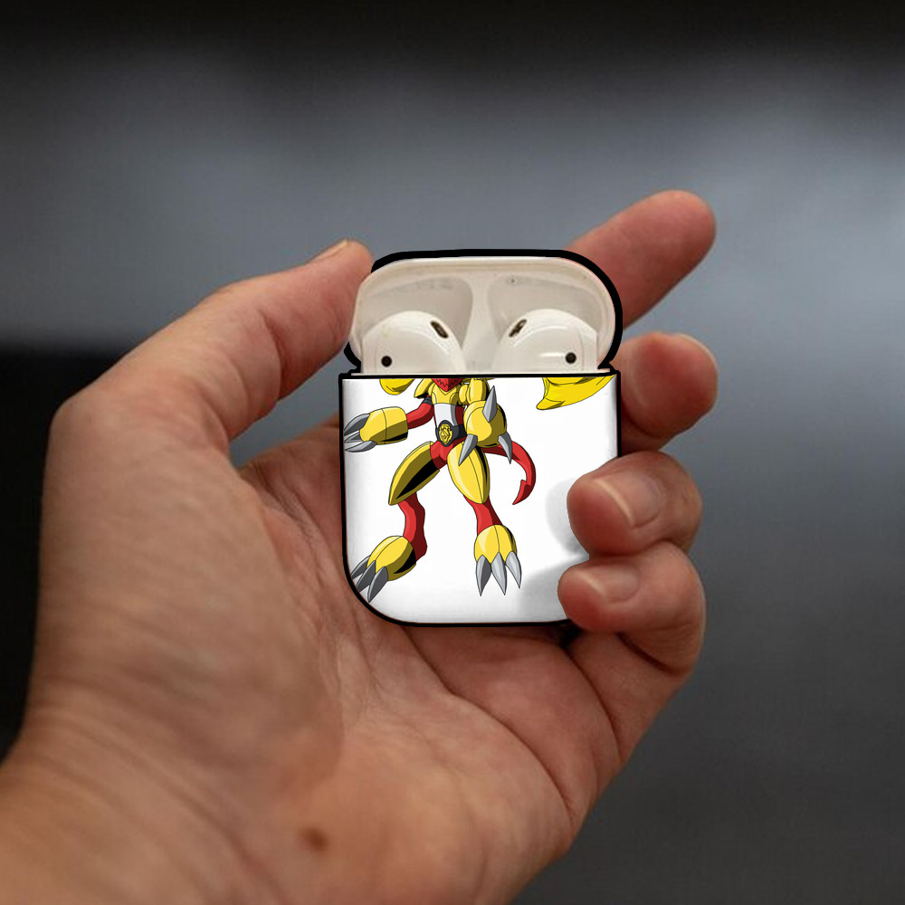 Digimon デジタルモンスター/デジモン AirPods 第2世代保護ケース ハードシェル ブラック 耐衝撃・防指紋・カラビナ付き