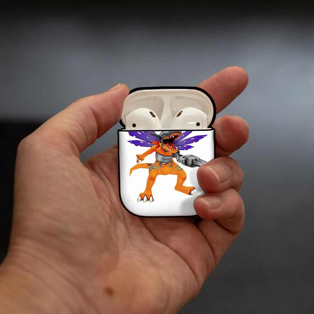Digimon デジタルモンスター/デジモン AirPods 第2世代保護ケース ハードシェル ブラック 耐衝撃・防指紋・カラビナ付き