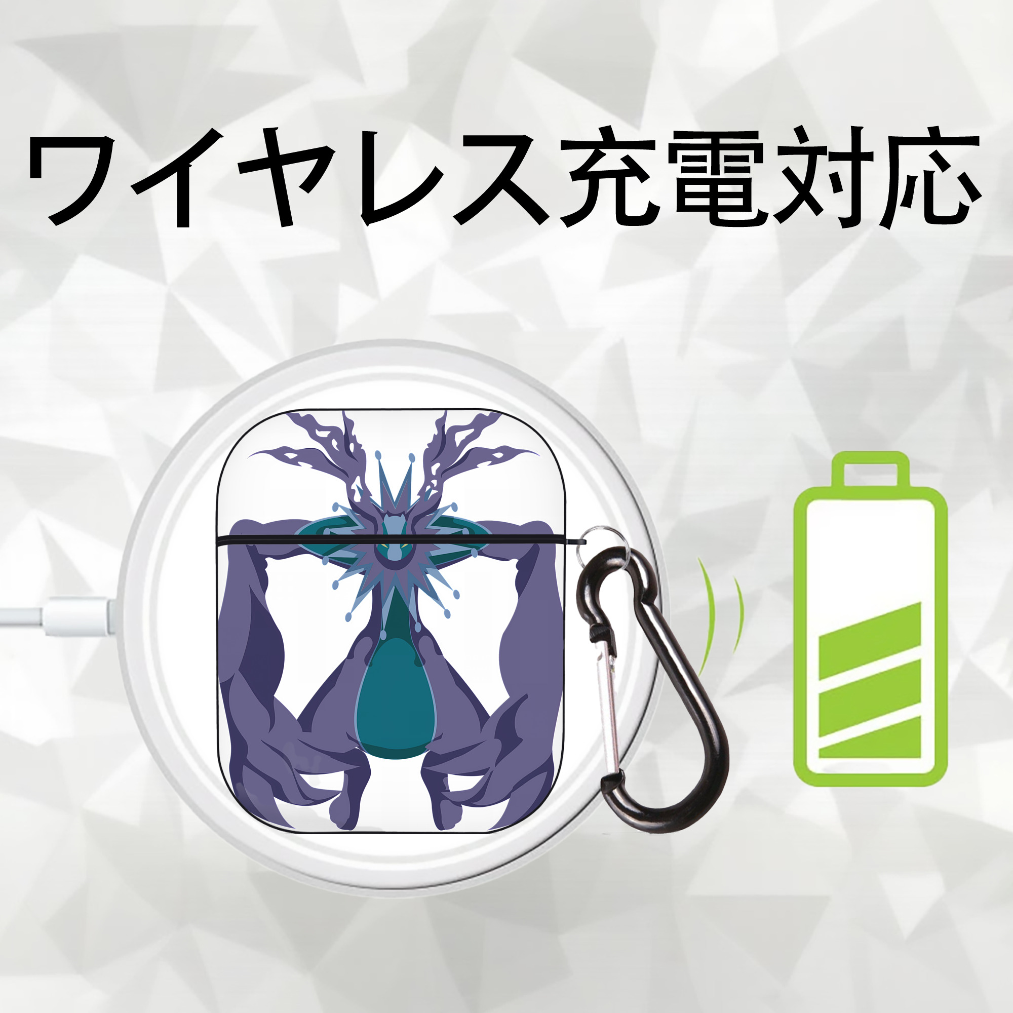 Digimon デジタルモンスター/デジモン AirPods 第2世代保護ケース ハードシェル ブラック 耐衝撃・防指紋・カラビナ付き