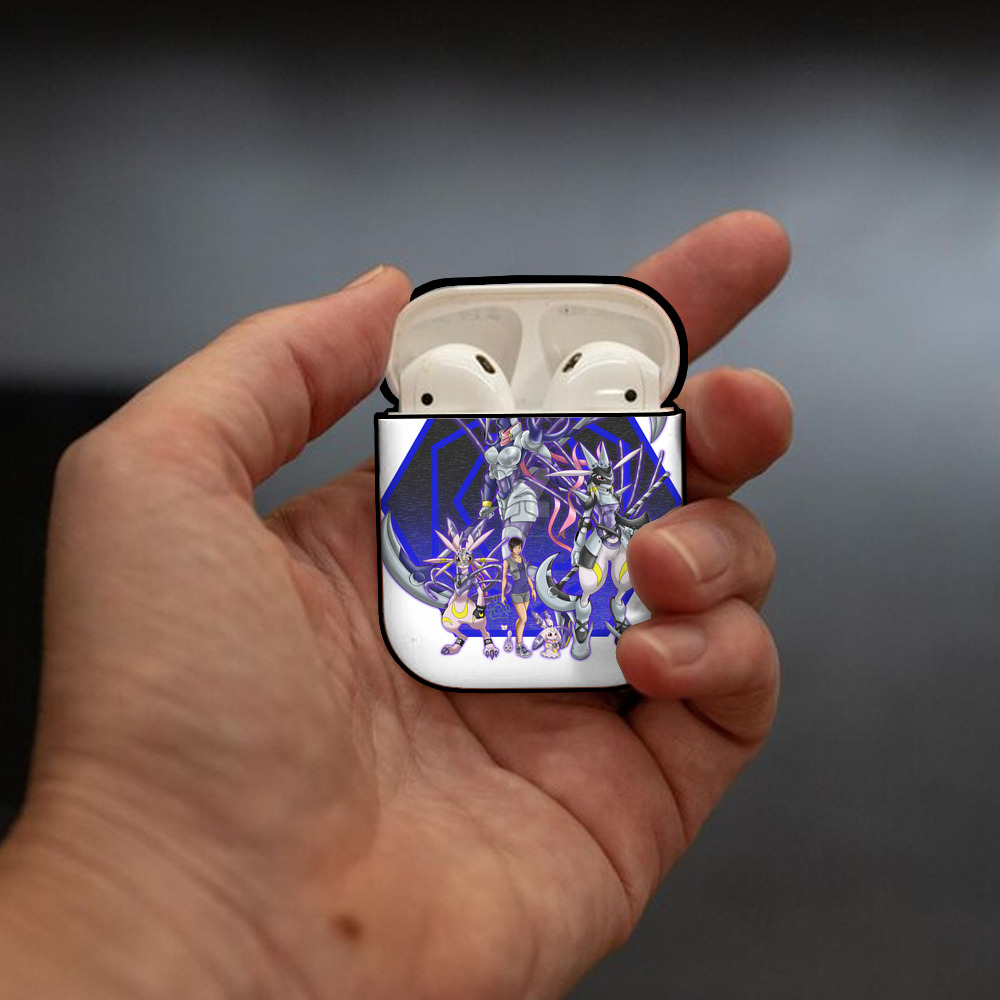 Digimon デジタルモンスター/デジモン AirPods 第2世代保護ケース ハードシェル ブラック 耐衝撃・防指紋・カラビナ付き