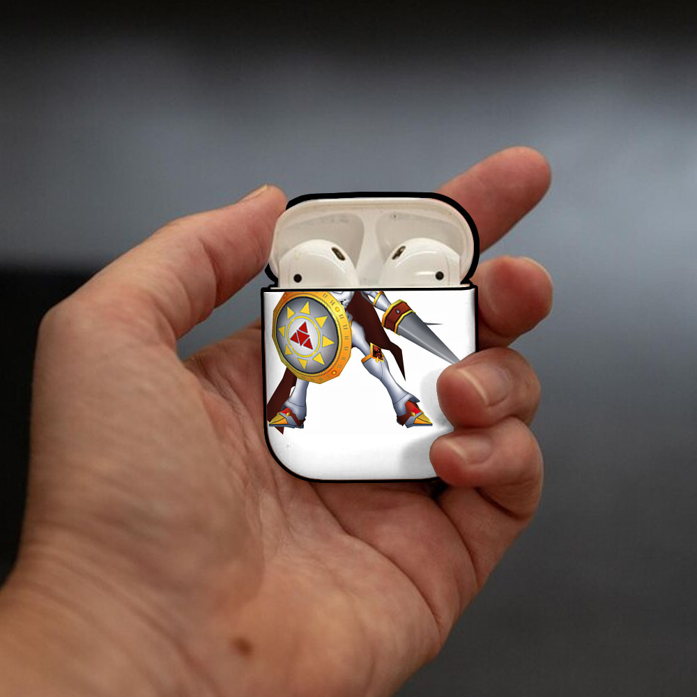Digimon デジタルモンスター/デジモン AirPods 第2世代保護ケース ハードシェル ブラック 耐衝撃・防指紋・カラビナ付き