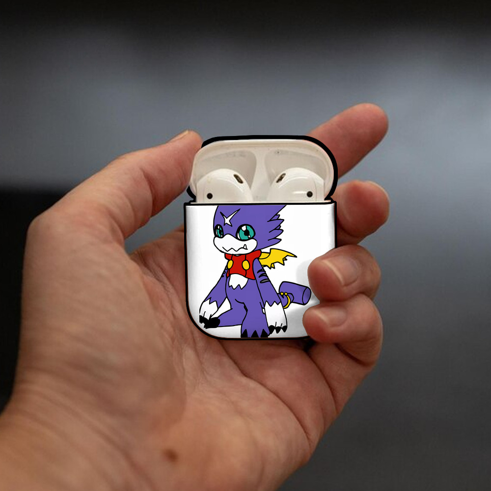 Digimon デジタルモンスター/デジモン AirPods 第2世代保護ケース ハードシェル ブラック 耐衝撃・防指紋・カラビナ付き