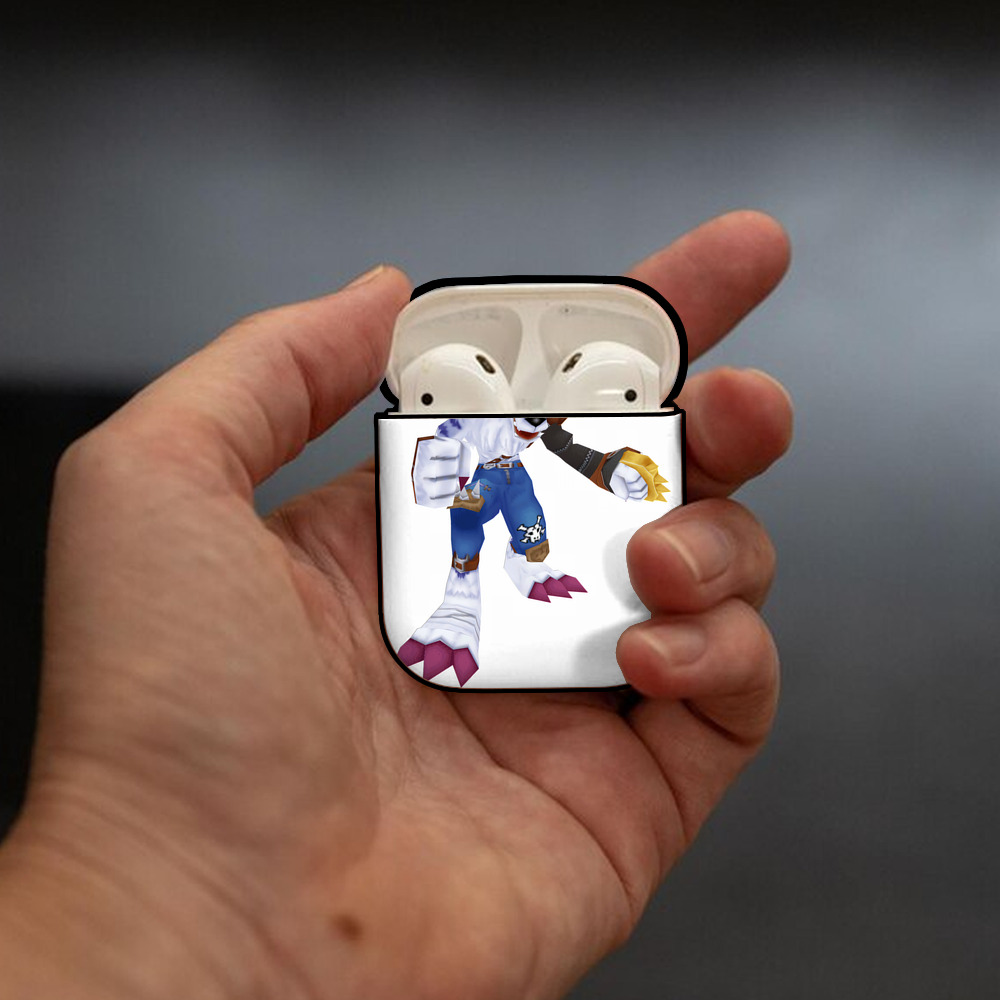 Digimon デジタルモンスター/デジモン AirPods 第2世代保護ケース ハードシェル ブラック 耐衝撃・防指紋・カラビナ付き