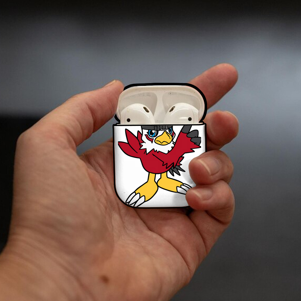 Digimon デジタルモンスター/デジモン AirPods 第2世代保護ケース ハードシェル ブラック 耐衝撃・防指紋・カラビナ付き