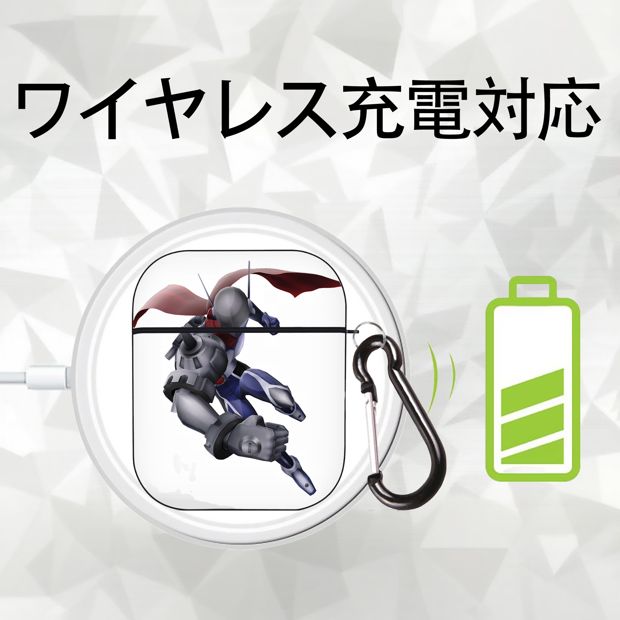 Digimon デジタルモンスター/デジモン AirPods 第2世代保護ケース ハードシェル ブラック 耐衝撃・防指紋・カラビナ付き