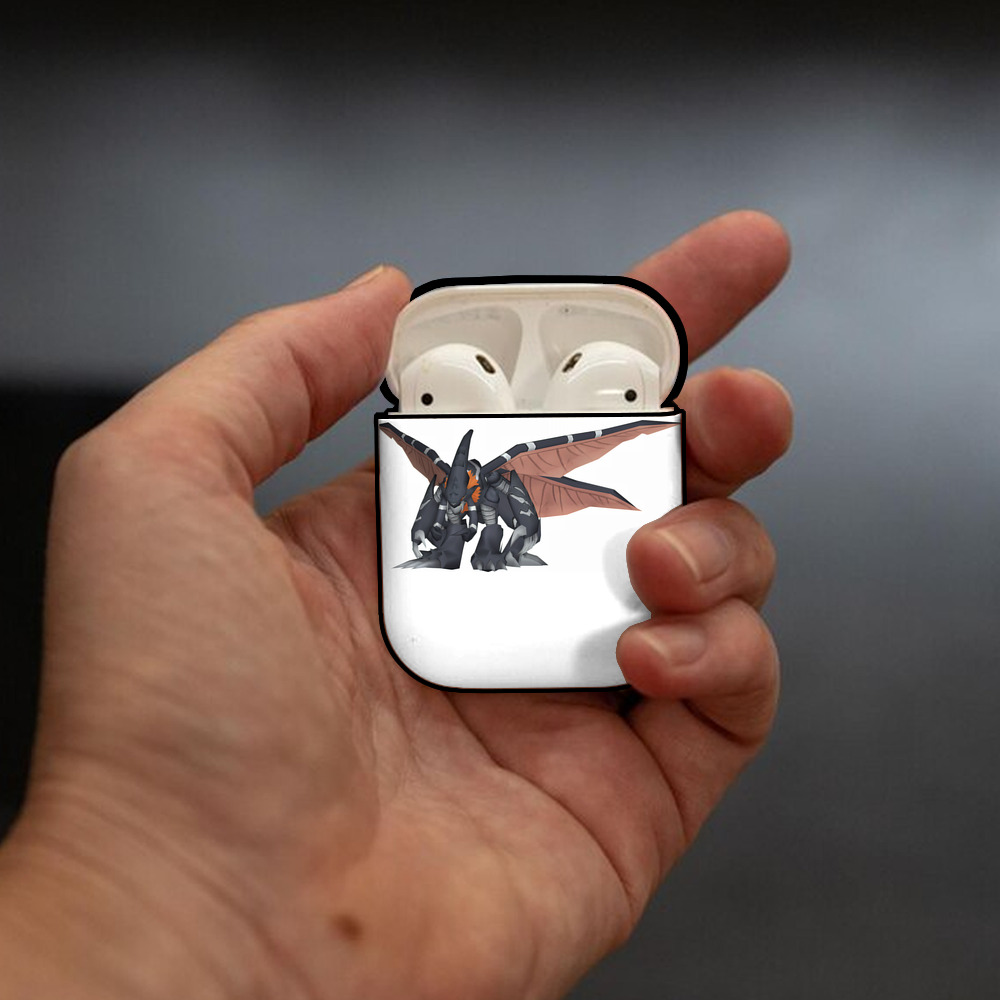Digimon デジタルモンスター/デジモン AirPods 第2世代保護ケース ハードシェル ブラック 耐衝撃・防指紋・カラビナ付き