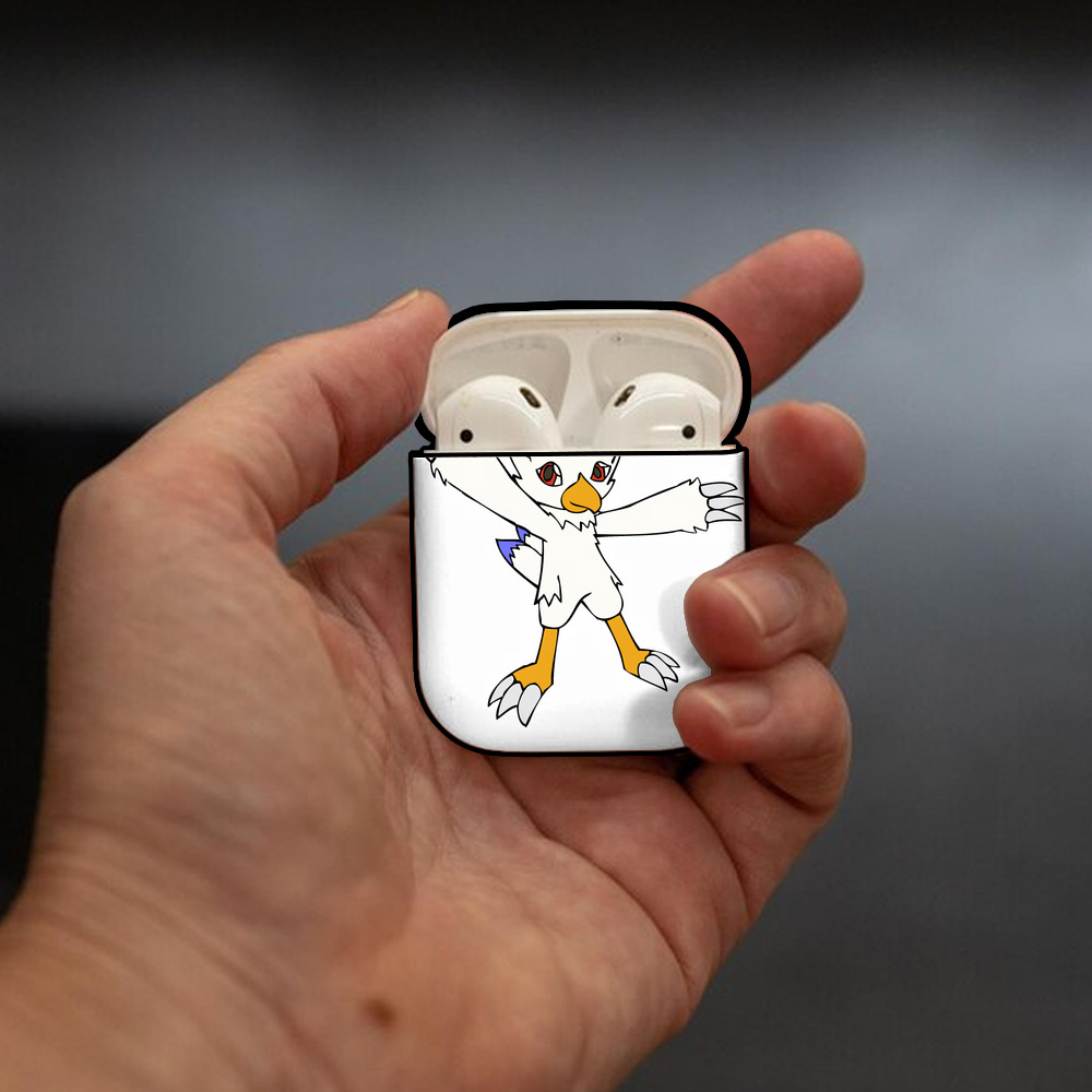 Digimon デジタルモンスター/デジモン AirPods 第2世代保護ケース ハードシェル ブラック 耐衝撃・防指紋・カラビナ付き