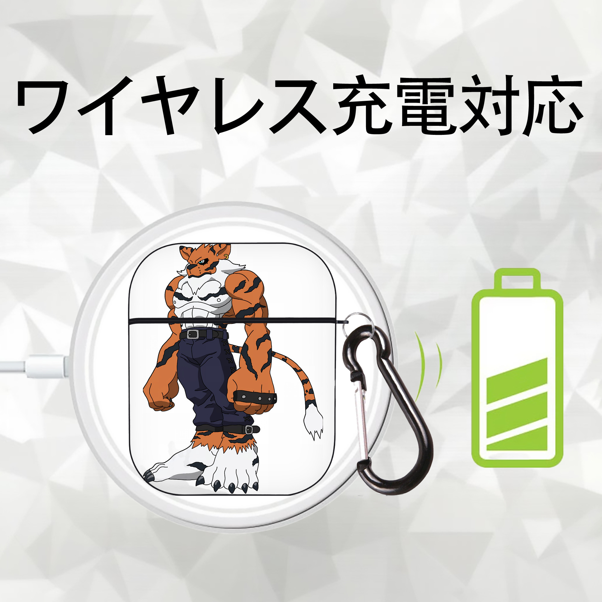 Digimon デジタルモンスター/デジモン AirPods 第2世代保護ケース ハードシェル ブラック 耐衝撃・防指紋・カラビナ付き