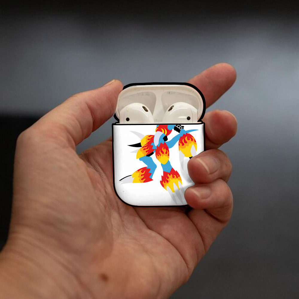 Digimon デジタルモンスター/デジモン AirPods 第2世代保護ケース ハードシェル ブラック 耐衝撃・防指紋・カラビナ付き