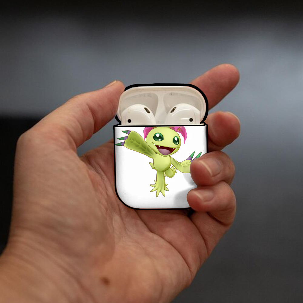 Digimon デジタルモンスター/デジモン AirPods 第2世代保護ケース ハードシェル ブラック 耐衝撃・防指紋・カラビナ付き
