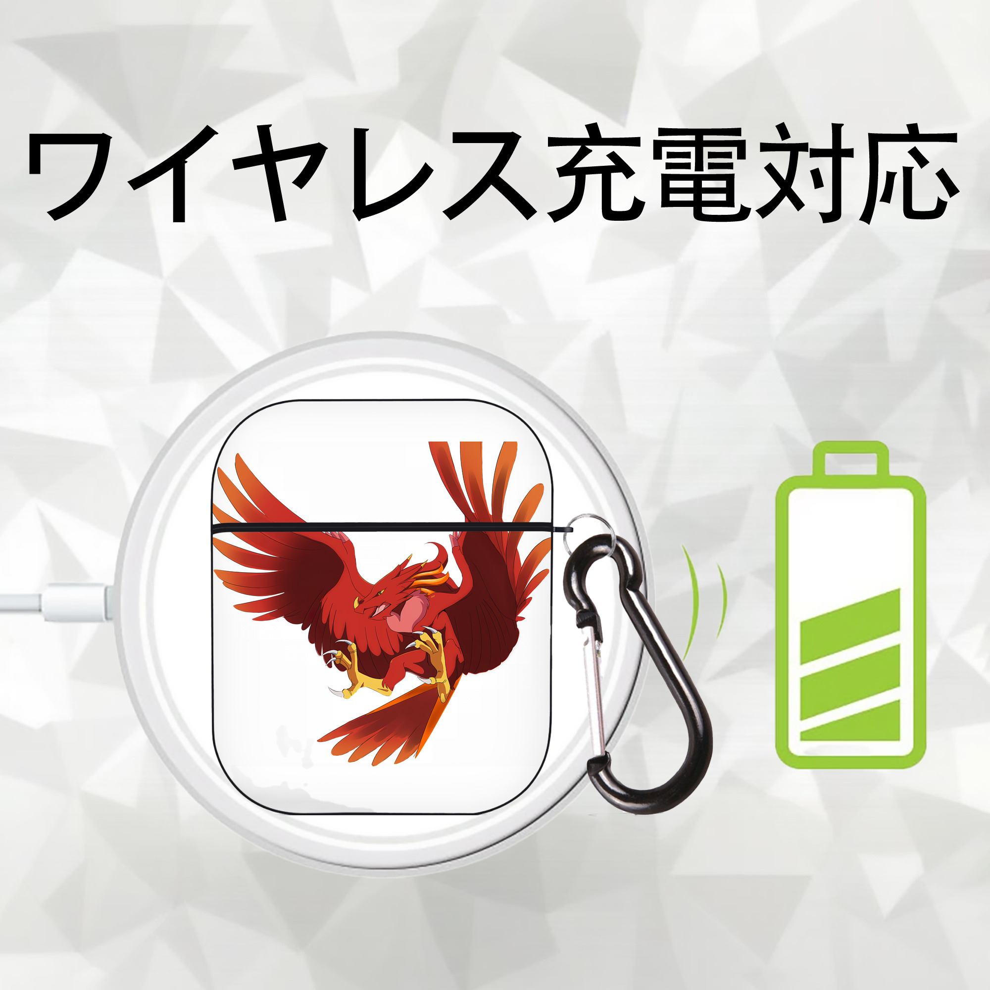 Digimon デジタルモンスター/デジモン AirPods 第2世代保護ケース ハードシェル ブラック 耐衝撃・防指紋・カラビナ付き