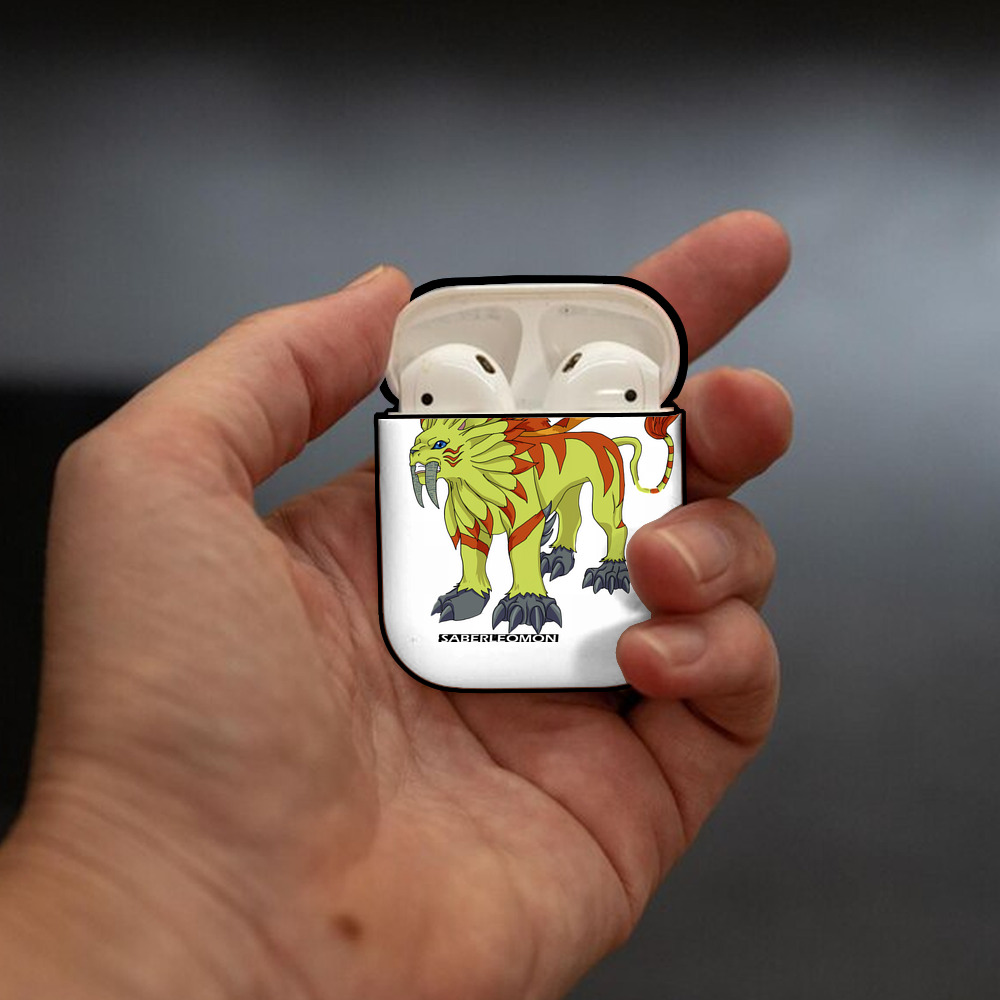 Digimon デジタルモンスター/デジモン AirPods 第2世代保護ケース ハードシェル ブラック 耐衝撃・防指紋・カラビナ付き