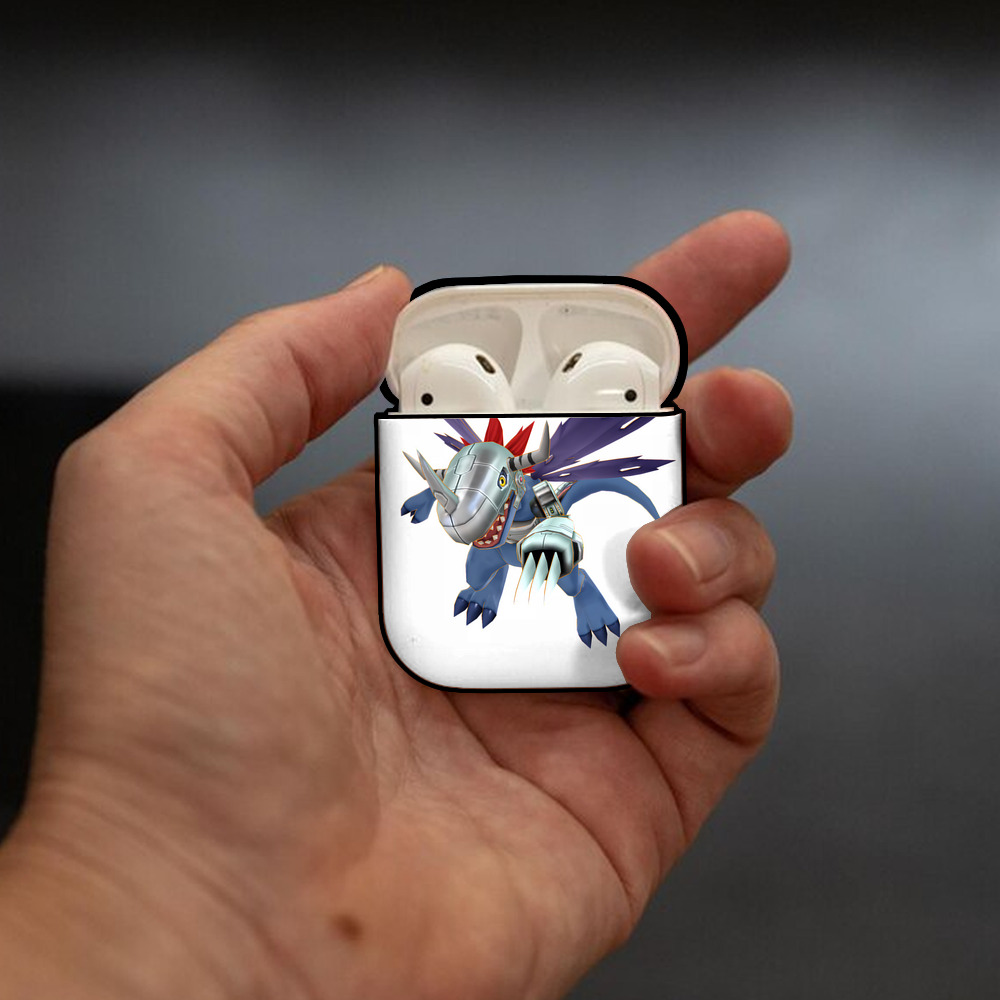 Digimon デジタルモンスター/デジモン AirPods 第2世代保護ケース ハードシェル ブラック 耐衝撃・防指紋・カラビナ付き