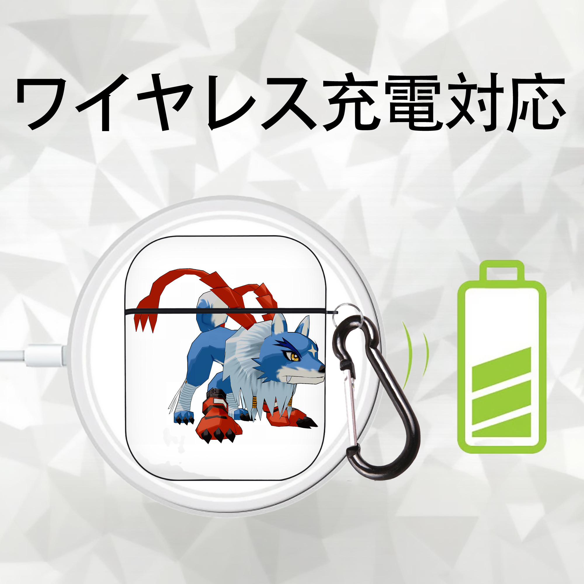 Digimon デジタルモンスター/デジモン AirPods 第2世代保護ケース ハードシェル ブラック 耐衝撃・防指紋・カラビナ付き