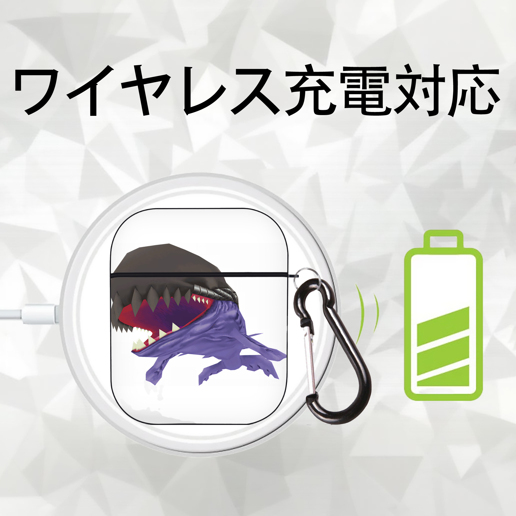 Digimon デジタルモンスター/デジモン AirPods 第2世代保護ケース ハードシェル ブラック 耐衝撃・防指紋・カラビナ付き