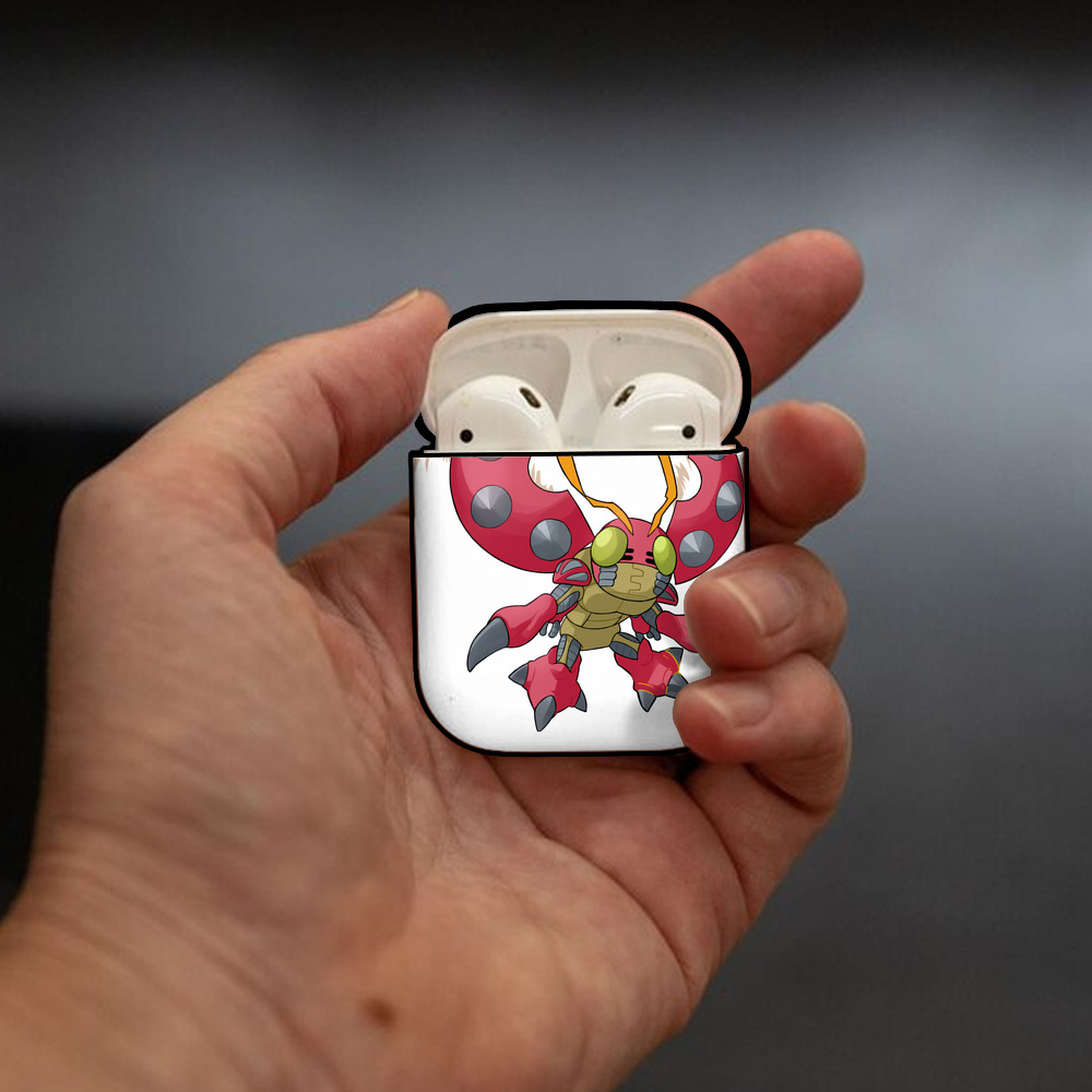 Digimon デジタルモンスター/デジモン AirPods 第2世代保護ケース ハードシェル ブラック 耐衝撃・防指紋・カラビナ付き