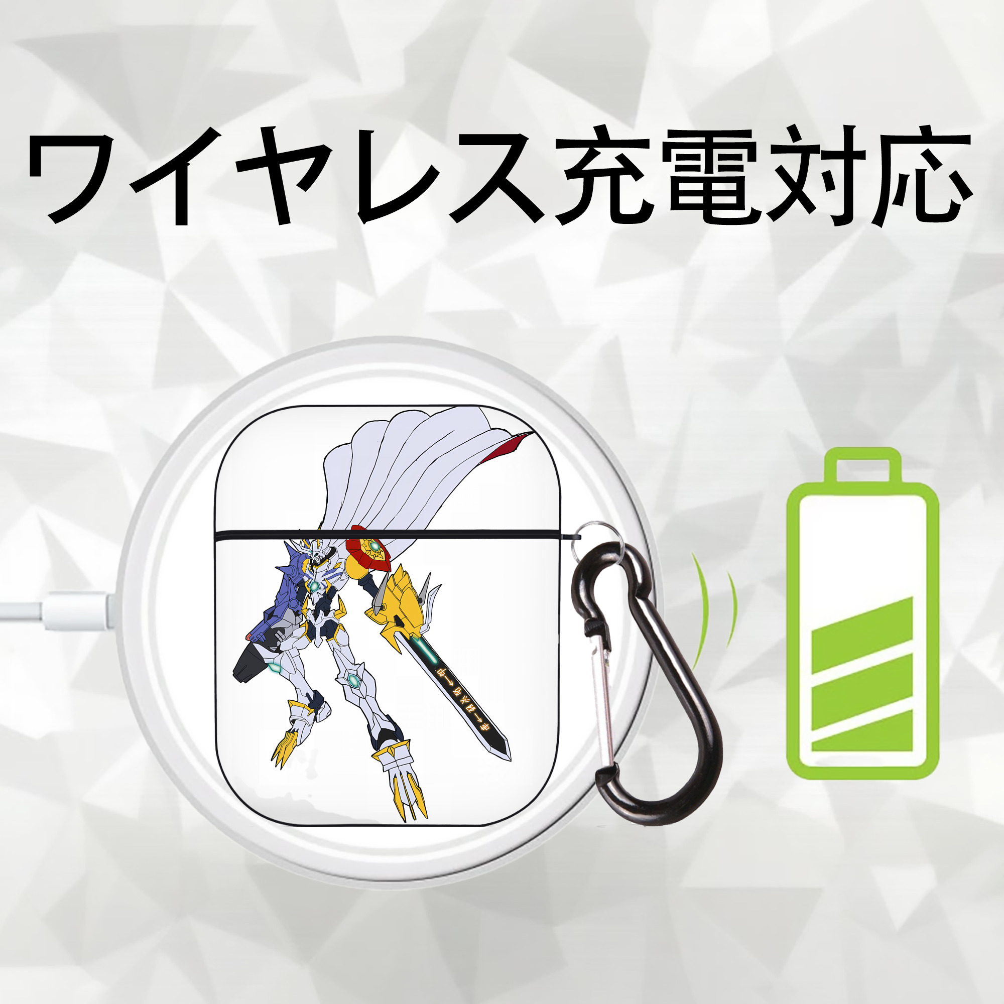 Digimon デジタルモンスター/デジモン AirPods 第2世代保護ケース ハードシェル ブラック 耐衝撃・防指紋・カラビナ付き