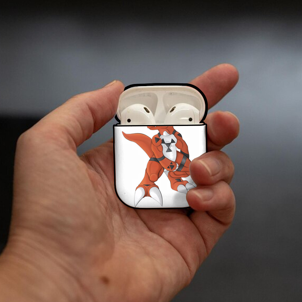 Digimon デジタルモンスター/デジモン AirPods 第2世代保護ケース ハードシェル ブラック 耐衝撃・防指紋・カラビナ付き