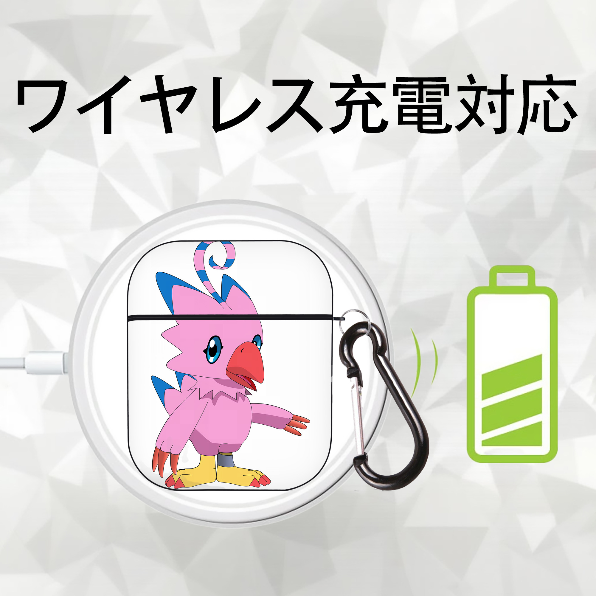 Digimon デジタルモンスター/デジモン AirPods 第2世代保護ケース ハードシェル ブラック 耐衝撃・防指紋・カラビナ付き