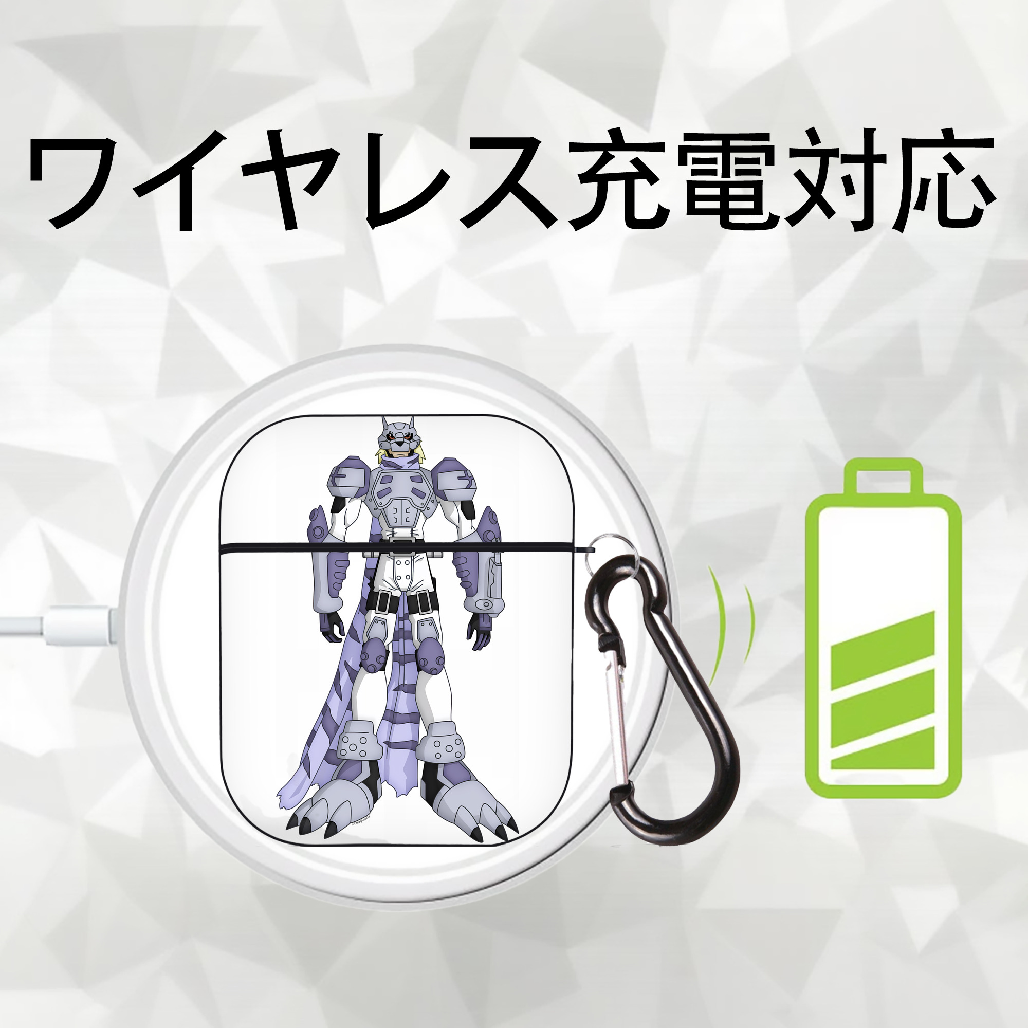 Digimon デジタルモンスター/デジモン AirPods 第2世代保護ケース ハードシェル ブラック 耐衝撃・防指紋・カラビナ付き