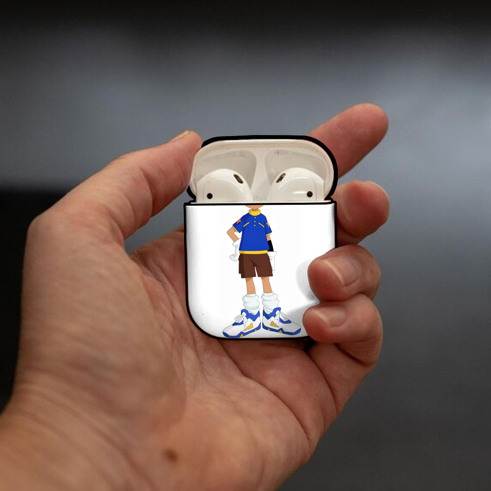 Digimon デジタルモンスター/デジモン AirPods 第2世代保護ケース ハードシェル ブラック 耐衝撃・防指紋・カラビナ付き