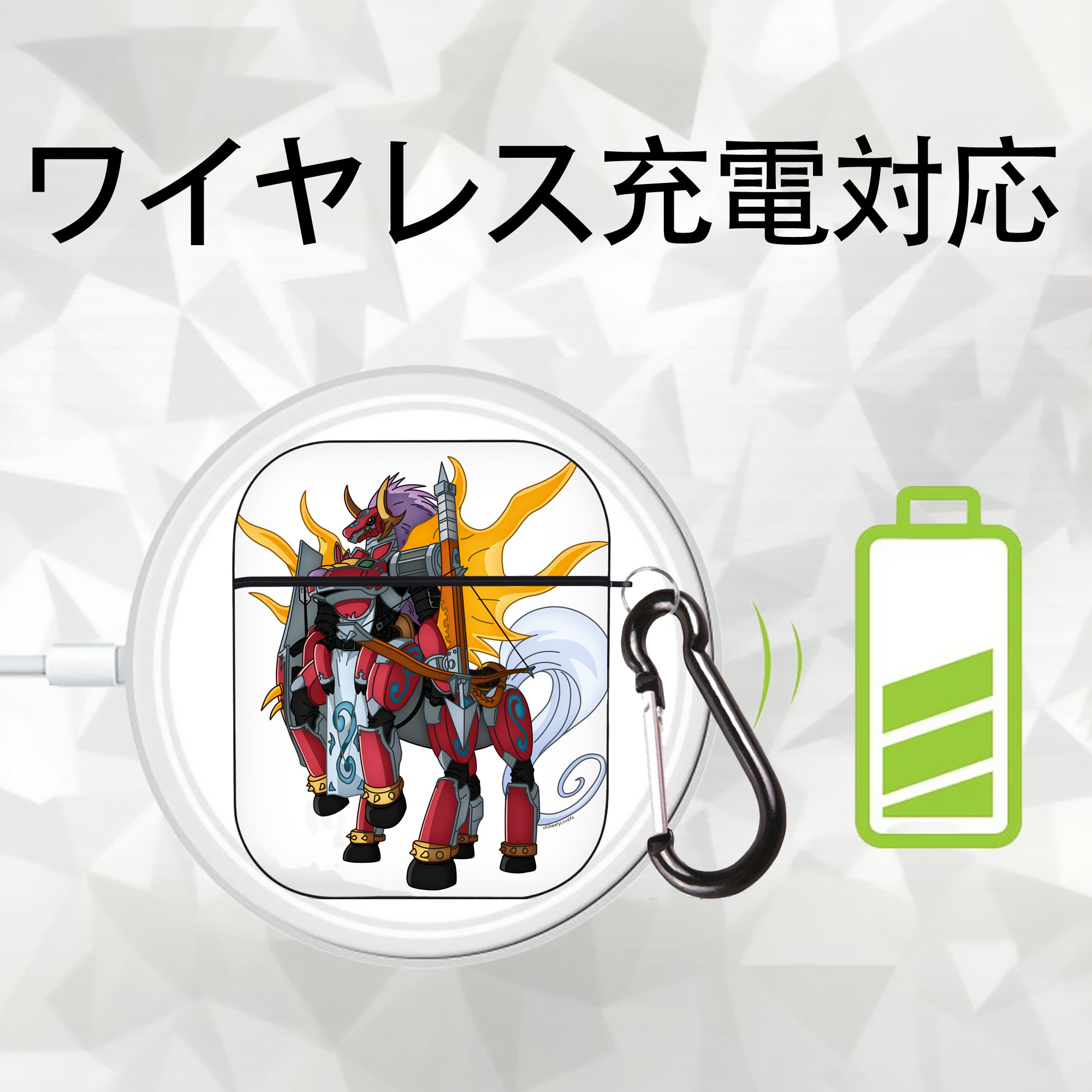Digimon デジタルモンスター/デジモン AirPods 第2世代保護ケース ハードシェル ブラック 耐衝撃・防指紋・カラビナ付き
